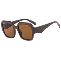 Chic black irregular square sunglasses with geometric temple design for UV protection - Coffee