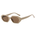 Modern geometric square sunglasses with beige frames and dark brown lenses for women - Coffee Frame Tea Lens