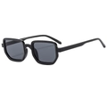 Occhiali da sole quadrati alla moda in nero lucido con lenti grigie scure - Montatura Nera Lenti Grigio Nero