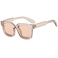 Retro square sunglasses with champagne transparent frames and orange tinted lenses - Light Tea