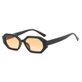 Retro black hexagonal sunglasses with trendy orange gradient lenses for a modern look - Black Frame Orange Yellow Lens