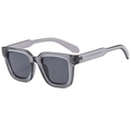 Fashionable square frame sunglasses in translucent grey finish with dark grey lenses - Smoke Gray