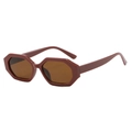 Retro square sunglasses with wine red geometric frame and stylish brown lenses - Red Tea Frame Tea Lens