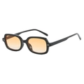 Retro square black frame sunglasses with trendy orange gradient lenses and metal studs - Black Frame Tea Lens