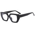 Glossy black square Y2K sunglasses with thick geometric frame for retro streetwear style - Black Frame