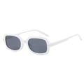 Lunettes de soleil rétro blanches carrées avec verres gris et rivets métalliques - Monture Blanche Verres Gris Foncé