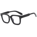 Gafas de sol cuadradas negras extragrandes con protección UV y un estilo minimalista - Lente Plana Anti-Luz Azul / Negro Brillante
