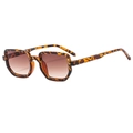 Lunettes de soleil carrées vintage en écaille avec verres dégradés marron élégants - Monture Léopard Verres Dégradés Thé