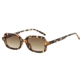 Retro square sunglasses with tortoiseshell frame and brown gradient lenses in 45-degree view - Demi Frame Gradient Tea Lens