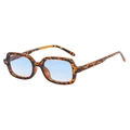 Lunettes de soleil rétro carrées avec monture léopard et verres dégradés bleu clair - Monture Léopard Verres Bleus