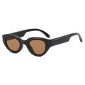 Retro cat-eye hiphop zonnebril met dik zwart montuur en bruin getinte glazen - Zwart Frame Thee Lenzen