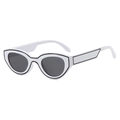 Retro Katzenaugen-Sonnenbrille mit weißem Rahmen und schwarzem Comic-Umriss - Weißer Rahmen Dunkelgraue Gläser