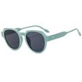 Retro polygon mint green frame sunglasses with dark grey lenses in a minimalist style - Green Frame Grey Lens