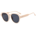 Vintage Oversize-Sonnenbrille mit cremefarbenem Rahmen und dunkelgrauen UV400-Gläsern für Damen - Beige