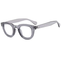 Elegant semi-transparent grey retro eyeglasses with anti-blue light lenses in a front view - Grey Frame