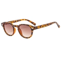 Gafas de sol ovales retro con montura de carey y lentes marrones degradadas - Marco Demi Lentes de Té Degradadas