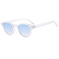 Gafas de sol ovales vintage con montura transparente y lentes degradadas azul claro con remaches - Montura Transparente Lentes Degradado Azul