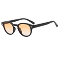 Gafas de sol retro de montura ovalada negra con lentes degradadas naranjas y remaches - Montura Negra Lentes Degradado Naranja