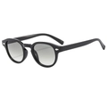 Retro small oval black frame sunglasses with grey gradient lenses and silver studs - Black Frame Gradient Green Lens