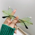 Gafas de sol sin montura estilo ala de libélula con pedrería y cristales verdes - Marco Dorado Lentes Verdes