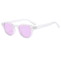 Vintage oval sunglasses with transparent frames and light purple tinted lenses - Transparent Purple