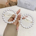 Occhiali da sole dorati di lusso con perle bianche e aste metalliche a onda - Montatura Oro Lente Trasparente