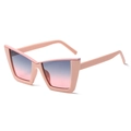Pink cat-eye oversized sunglasses with blue-pink gradient lenses for a stylish look - Pink Frame Gray Pink Lens