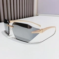 Rimless punk sunglasses with silver reflective lenses and golden metal frames - Pink Gold Frame / Silver Mirror Lenses