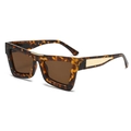 Retro tortoise shell rectangle sunglasses with gold wave bridge and metal temple details - Tortoiseshell Frame Tea Lens