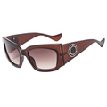 Retro oversized cat-eye sunglasses in amber brown with wide temples and ring detail - Tea Frame Tea Lens