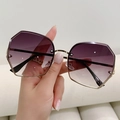 Fashion geometric metal sunglasses with gradient purple lenses and gold polygonal frame - Gold Frame Gradient Grey