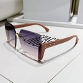 Rimless square sunglasses with purple gradient lenses and pink glitter accents - Coffee Frame Grey Pink Gradient