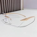 Lunettes de soleil sans monture avec branches or rose et verres à coupe polygonale - Monture Or Rose / Verres Transparents
