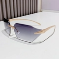 Lunettes de soleil punk sans monture avec verres dégradés violets et branches dorées - Monture Or Rose / Verres Gris Dégradé