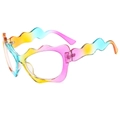 Occhiali da sole con montatura a onde irregolari, sfumatura arcobaleno e silhouette cat-eye - Montatura Arcobaleno Lenti Trasparenti
