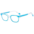 Occhiali quadrati anti luce blu alla moda con montatura bicolore trasparente - Cornice blu trasparente