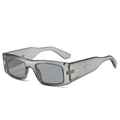 Modern rectangular sunglasses with grey translucent frames and gold metal accents - Grey Frame Grey Lens