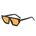 Fashionable rhombus sunglasses with thick black frame and vibrant orange lenses - Black Frame Yellow Lens