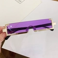 Occhiali da sole cyberpunk quadrati con lenti viola e montatura in metallo dorato - Montatura Oro Lente Viola