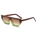Occhiali da sole geometrici retro flat top con montatura spessa ambra e tartaruga e lenti - Montatura Tè Lenti Tè
