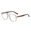 Fashionable dual-beam aviator eyeglasses frame in translucent green and tortoiseshell - Transparent Green