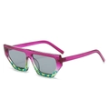 Fashionable diamond flat top sunglasses with purple and leopard print frames and grey lenses - Purple Frame Grey Lens
