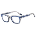 Montatura occhiali quadrata grigio trasparente con accenti blu e lenti trasparenti - Montatura Blu Grigio
