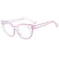 Cat eye blue light blocking glasses with clear frames and magenta stripe accents - Rose Red Frame
