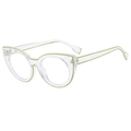 Lunettes œil de chat transparentes avec rayures vert fluo et verres anti-lumière bleue - Vert Transparent