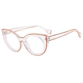Cat-eye anti-blue light glasses in transparent frames with orange color blocking design - Transparent Orange