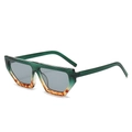Occhiali da sole geometrici chic in verde smeraldo trasparente con dettagli tartarugati - Montatura Verde Lenti Grigie