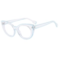 Transparent cat eye blue light blocking glasses with stylish blue inner line design - Transparent Blue