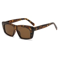 Vintage tortoiseshell cat-eye sunglasses with three silver studs and dark brown lenses - Tortoiseshell Frame Tea Lens
