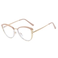 Cat-eye glasses with gold metal temples and nude pink frames in a retro elegant style - Pink Frame